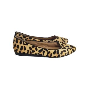 Me Too Womens Size 8 Cheetah Print Calf Hair Leather Pointed Toe Flats